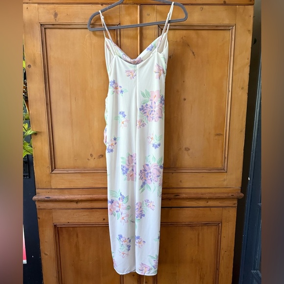 Zara side ruching Floral Midi Dress bodycon - Picture 9 of 9